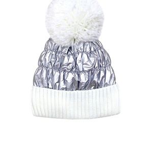 WINTERPROOF Girl's Metallic Puffer Pom-Pom Toque